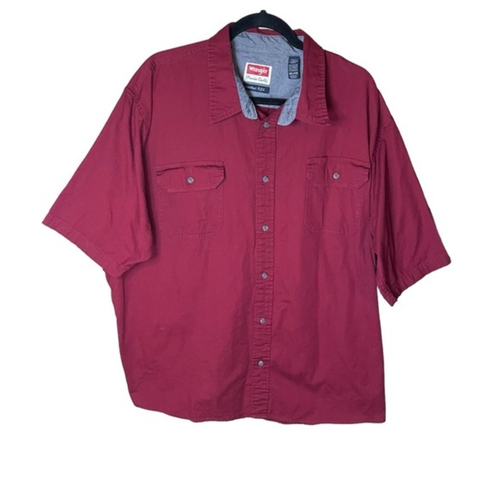 Wrangler Premium Quality Comfort Flex Burgundy Short Sleeve Button Up Size 2XL‎